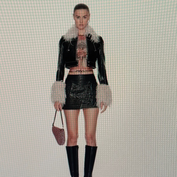 Marine Serre Embossed Leather Cropped Jacket - Picture 2 of 14